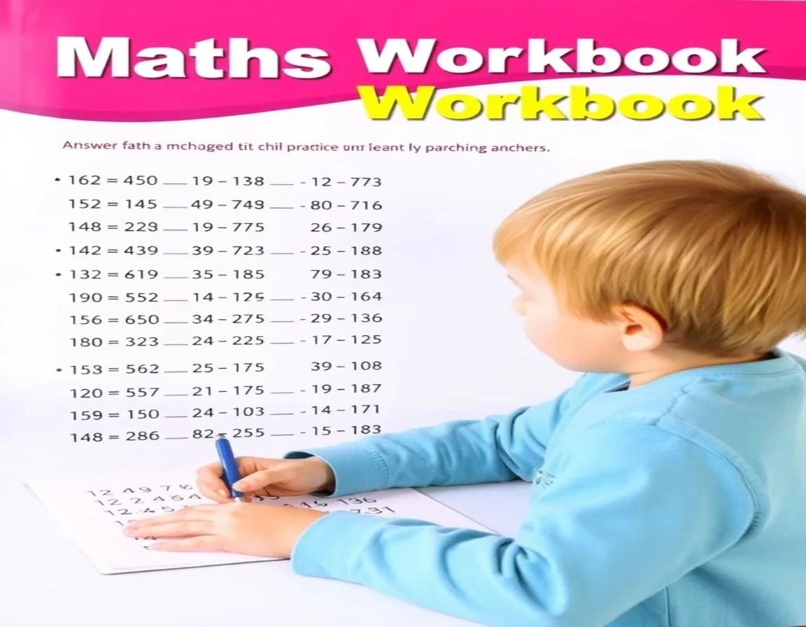 Math Olympiad books for kids - child filling answers in a practice workbook